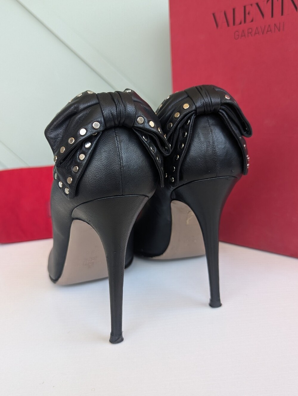 Valentino Black Leather Stud Bow Stiletto Heels